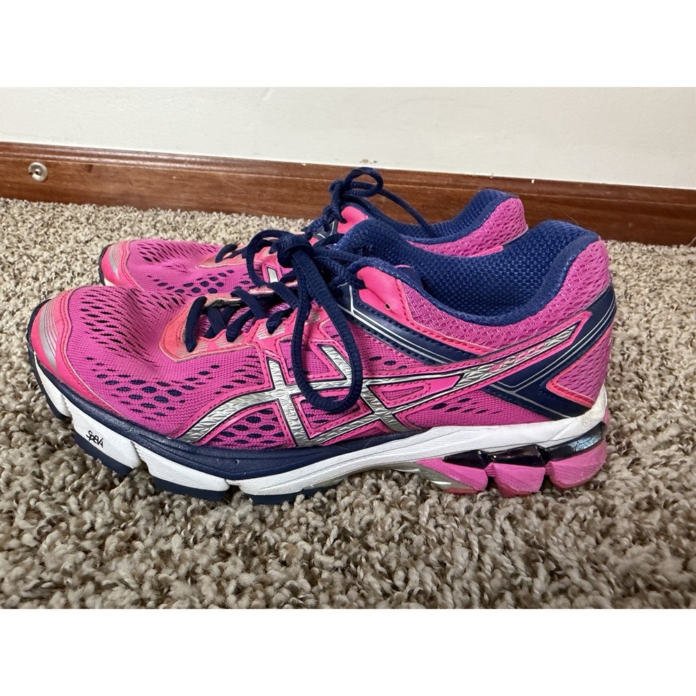 Asics GT-1000 4 Womens Size 7.5 Pink Blue Silver Athletic Running Shoes Sneakers